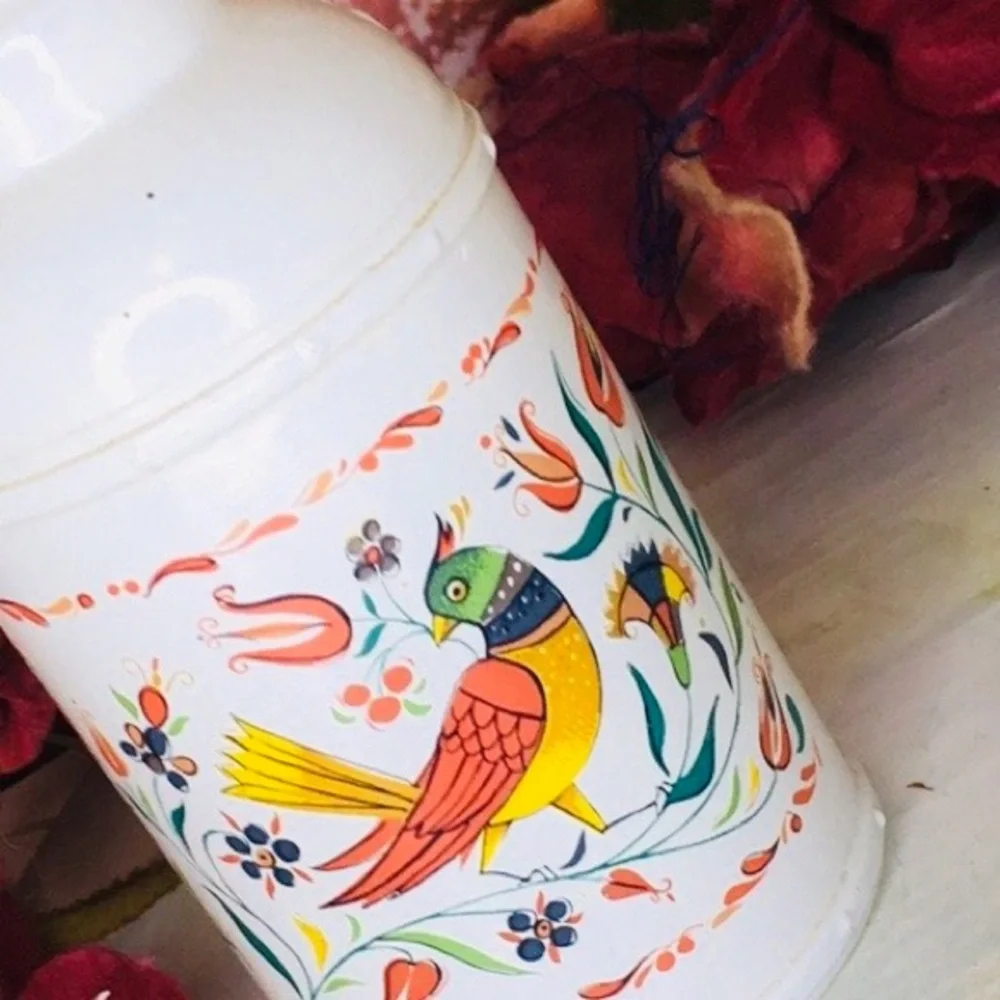 Vintage 70s Avon Country Kitchen French Provincial Floral White Lotion Dispenser